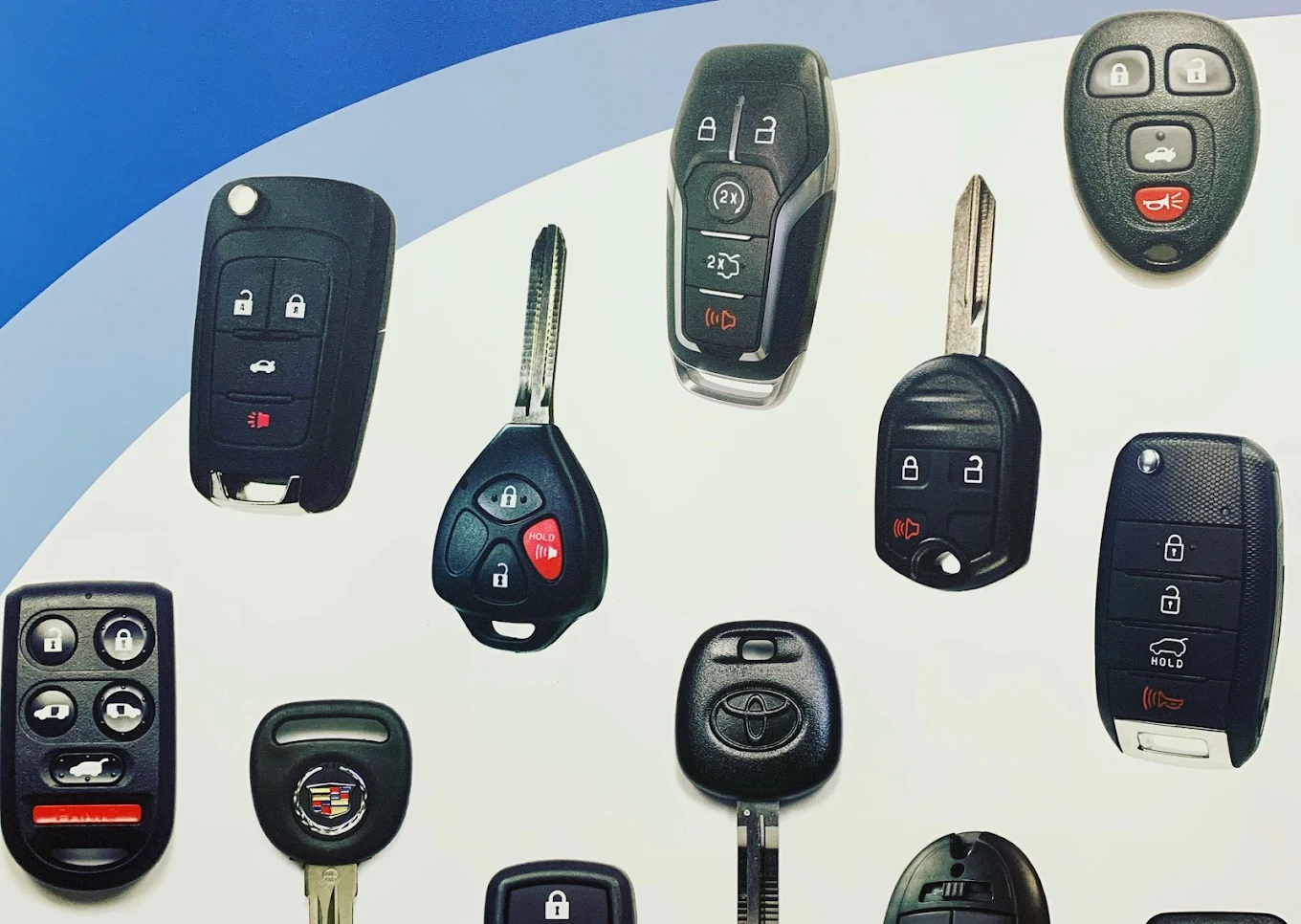 Variety of car key fobs and smart keys made by Fast Keys